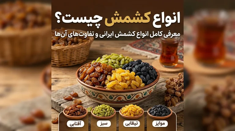 انواع کشمش ایرانی شامل کشمش سبز آفتابی طلایی و مویز